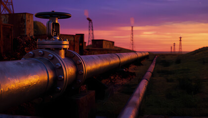 Naklejka premium A long pipe is in the foreground of a dark background
