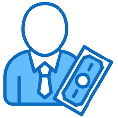 Investor Blue Fill, Person Holding Money Financial transaction, business, and investment concept.
