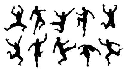 set of parkour silhouette vector on white background