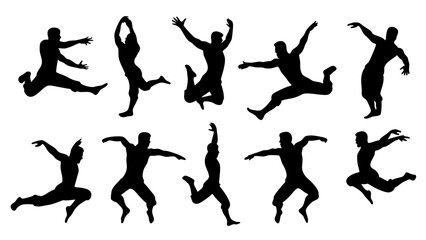 set of parkour silhouette vector on white background
