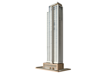 Tall skyscraper design isolated on PNG transparent background, cut out