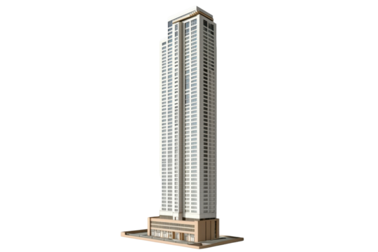 Tall skyscraper design isolated on PNG transparent background, cut out