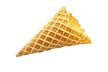 Waffle cone against black isolated on PNG transparent background, cut out