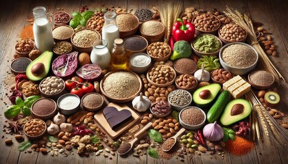 Heart-Healthy Foods: A Realistic Display of Nutrient-Rich Ingredients for Better Health