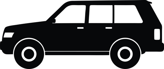 SUV Linework black silhouette vector, Car black symbol