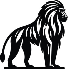 Baboon standing tall vector silhouette in modern style