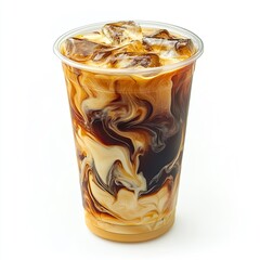 Iced coffee drink with swirled milk
