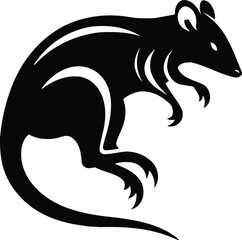 Bandicoot Mid Hop Silhouette with Snout Raised and Tail Curled