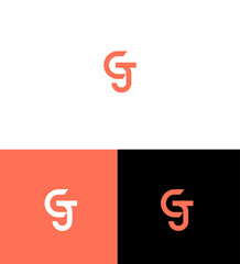 Modern Intertwined GJ  or JG Logo Design White, Coral, Black