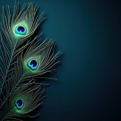 Obraz premium Elegant peacock feathers in turquoise against a rich velvet background , background, elegant