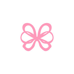 Pink ribbon bows. Vector illu 
