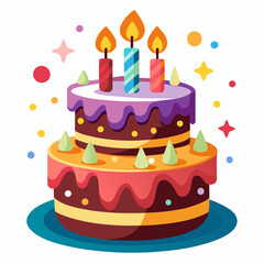 Colorful Birthday Cake with Candles