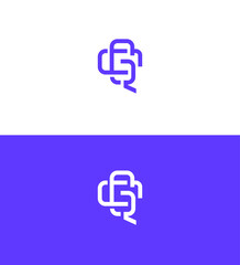 Abstract Purple Interlocked GQ or QG Monogram Logo Design White Background