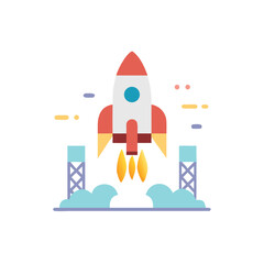 rocket launch on white background