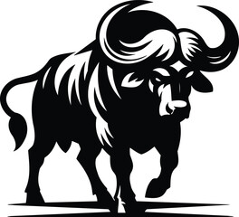 Powerful Buffalo Silhouette Symbol in Determined Stance
