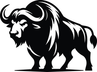 Powerful Buffalo Silhouette Symbol in Determined Stance