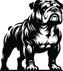 Proud Bulldog Silhouette with Muscular Stance and Wrinkled Face