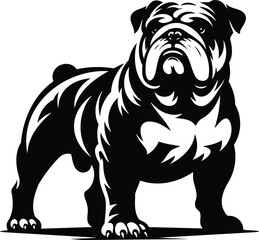 Proud Bulldog Silhouette with Muscular Stance and Wrinkled Face
