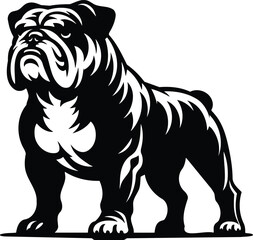 Proud bulldog silhouette with muscular build and wrinkled face