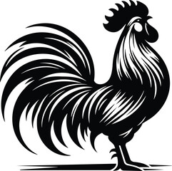 Proud Rooster Silhouette Modern Vector Illustration