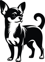 Alert Chihuahua Silhouette with Perky Ears and Arched Back