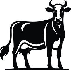 Proud Cow Silhouette in Modern Illustration Style