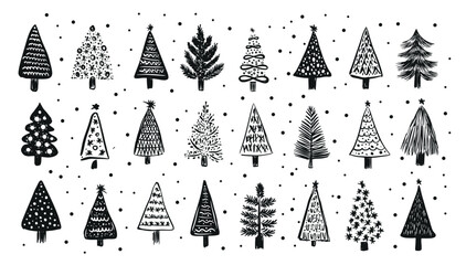 Christmas trees set