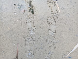 footprints in the sand.