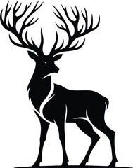 Majestic Stag Silhouette Standing Tall with Elegant Antlers