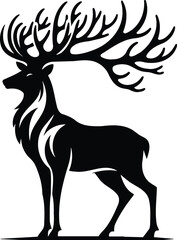 Majestic Stag Silhouette Modern Illustration with Elegant Antlers