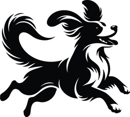 Dog leaps playfully with ears flopping