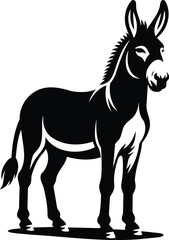Proud Donkey Silhouette with Perked Ears and Sturdy Stance