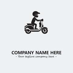 Scooter silhouette illustration black and white for logo company vector image
