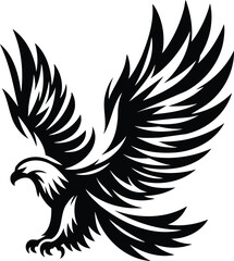 Soaring Eagle Silhouette with Bold Wings in Modern Style