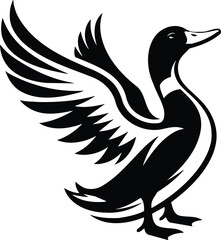 Fototapeta premium Proud Duck Silhouette About to Take Flight