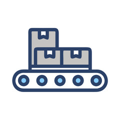 Conveyor Belt Transporting Packages Icon Design