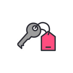 Hotel key colored icons, minimalist vector illustration ,simple transparent graphic element .Isolated on white background
