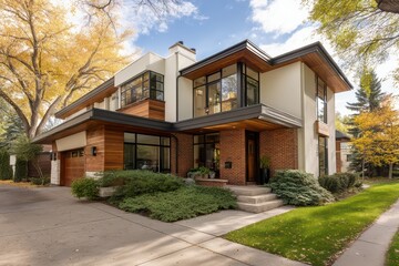 Contemporary Two-Story Brick Residence with Urban-Suburban Blend.