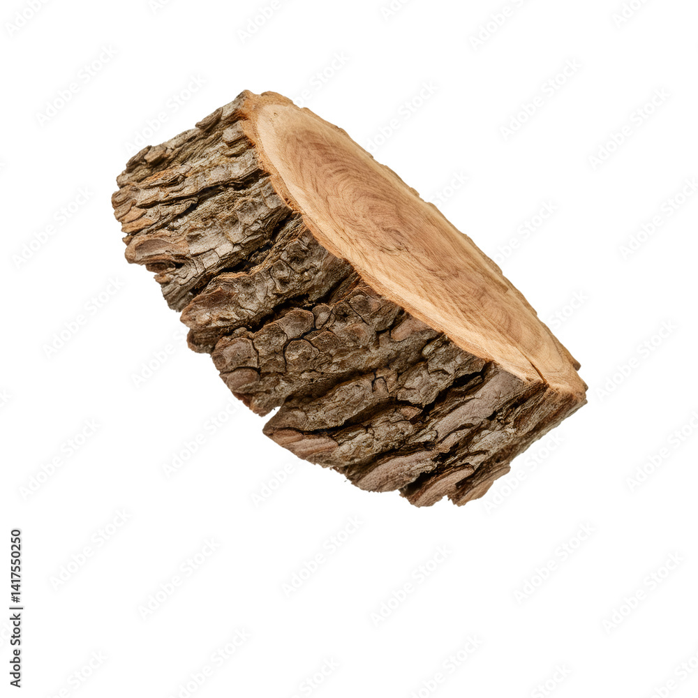 Aufkleber tree trunk slice showing growth rings on a transparent background