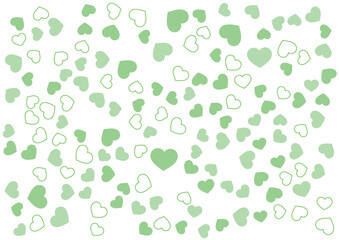 ハート柄の背景 緑系の3色 フチと単色 ハート