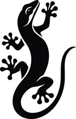 Gecko clinging to a vertical surface silhouette