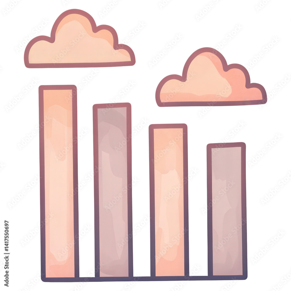 Poster a bar chart featuring red falling indicators, symbolizing uncertainty in data analysis.