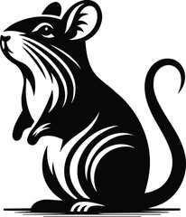 Gerbil Silhouette Standing Alert with Perky Ears