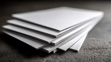 A stack of white sheets of paper. A mockup for business cards. Printed products.