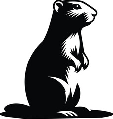 Alert Gopher Standing Silhouette with Detailed Fur Texture