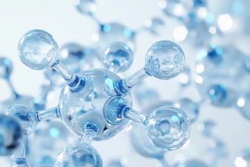 Rendered Image Showing Multiple Molecular Structures With Blurry Background