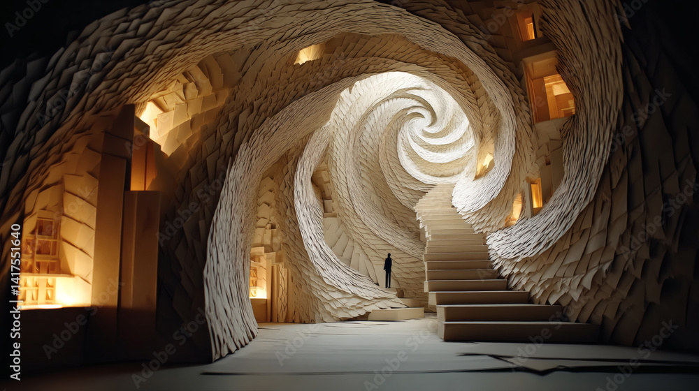Aufkleber abstract spiral architecture with intricate textures and lighting