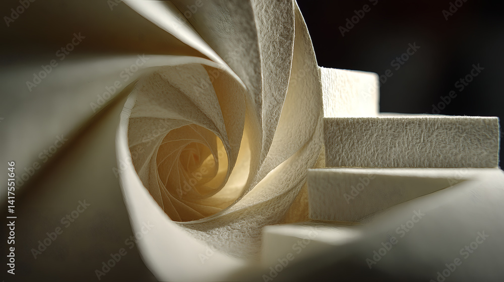 Aufkleber abstract spiral design with textured paper elements in soft light