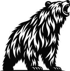 Roaring Grizzly Bear Silhouette Standing Tall Illustration