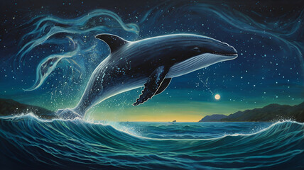 Naklejka premium dolphin jumping out of water